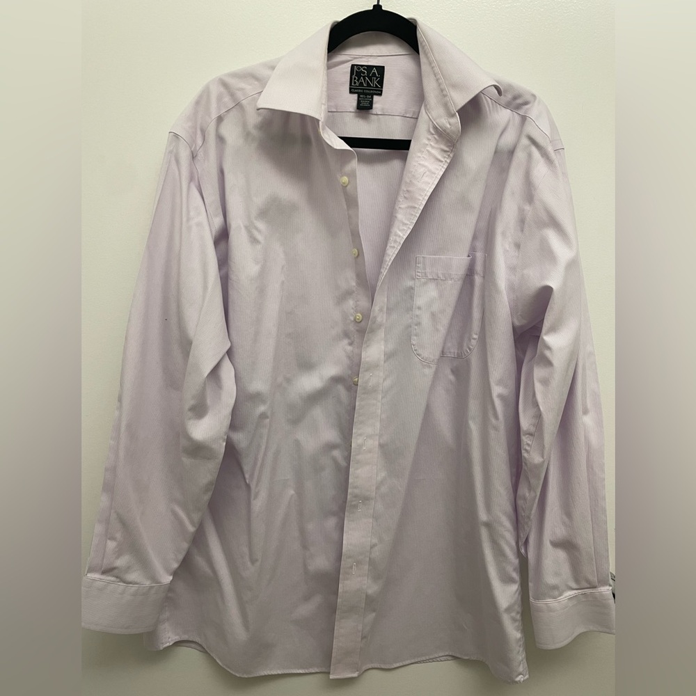 Jos A Banks men’s button up dress shirt with faint stripes